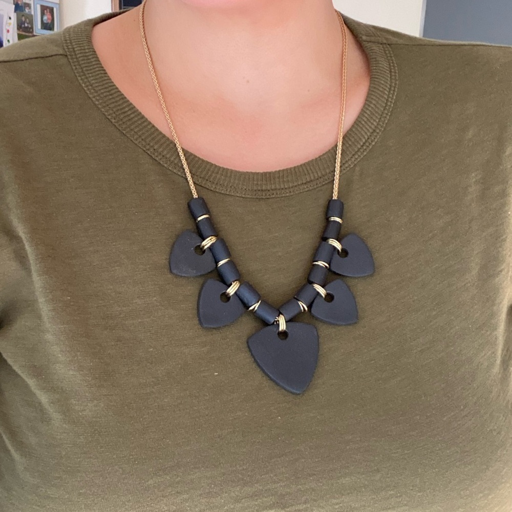 Handmade/Hand crafted polymer Clay statement necklace in black - Picture 3 of 6